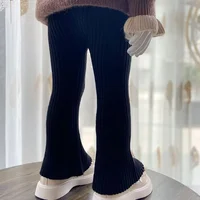 Children Clothing 2023 New Spring and Autumn Pants Girl Knitted Bell Bottoms Korean Style Baby Solid Color Wool Elastic Leggings 6