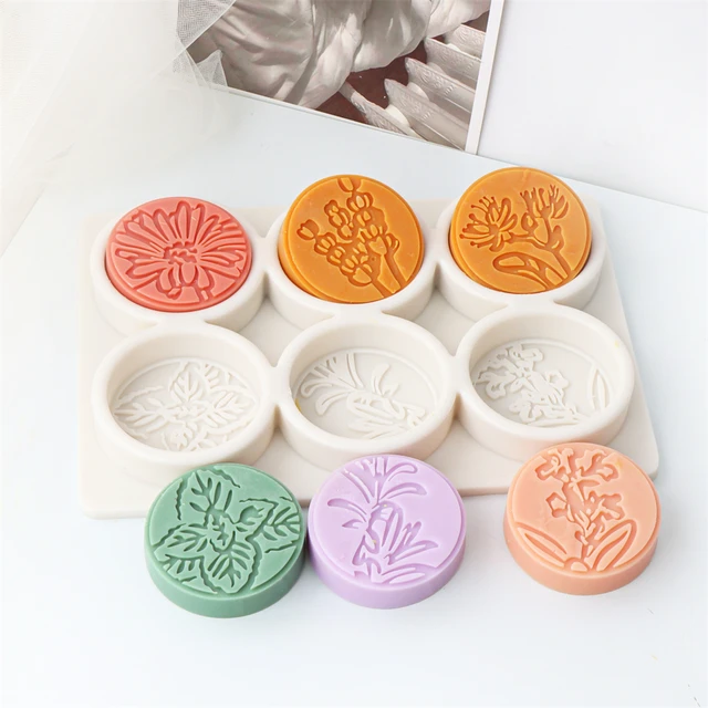 3D Handmade Silicone Flower Soap Mold 6 Types Flower Soap Making Mould DIY Circular Shape Candle Craft Tools Round Mooncake Mold