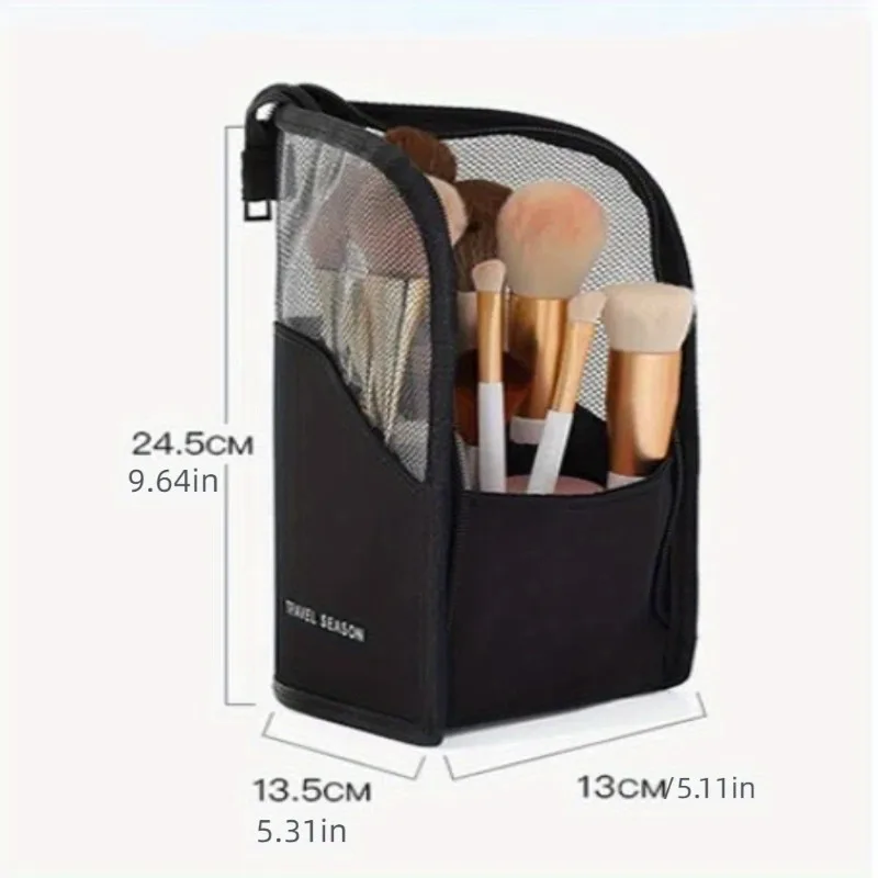 Transparent Waterproof Makeup Organizer Bag with Zipper Multi-compartment Storage for Brushes Pencils Large Capacity Travel