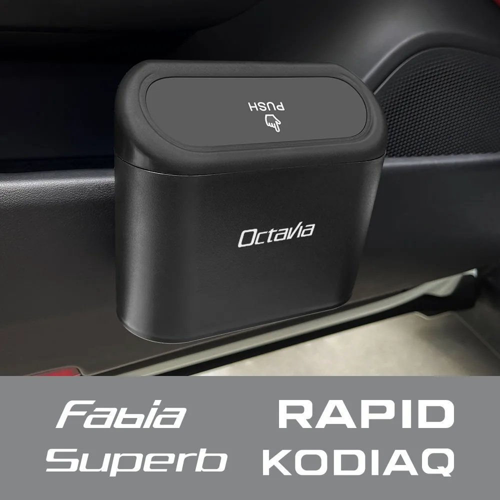 Car Trash Can Storage Box Auto Accessories Skoda Octavia Fabia Rapid Superb Kodiaq Scala Karoq Citigo Kamiq Roomster Enyaq car trash can