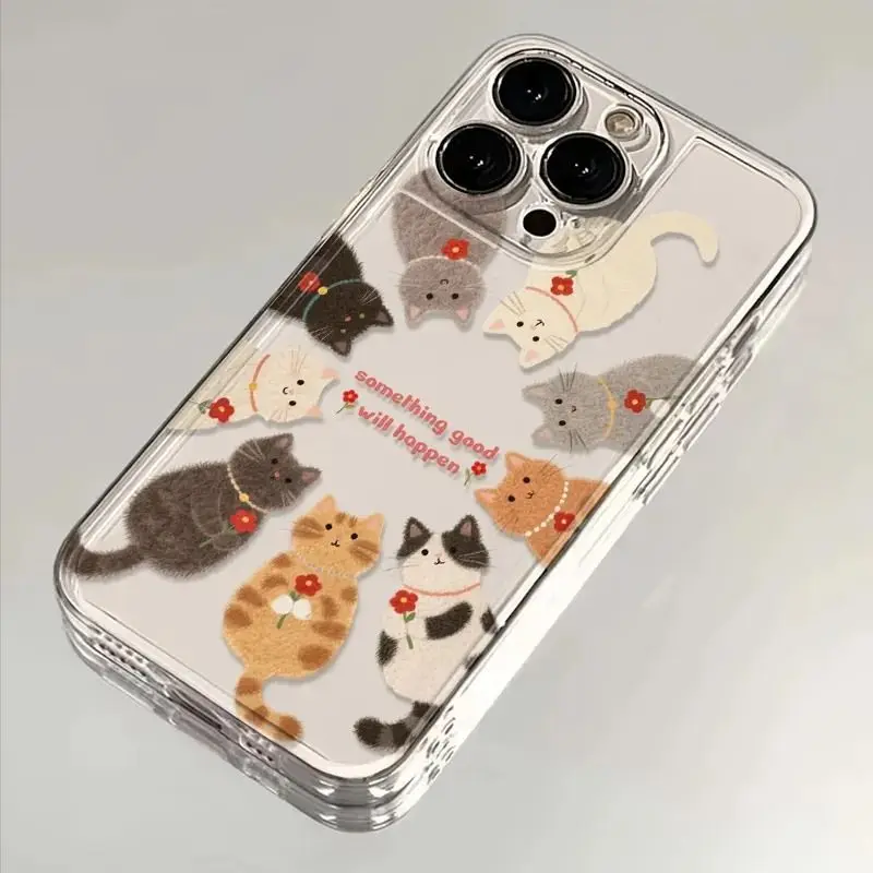 Cartoon Rose Kitten Transparent Silicone Phone Case