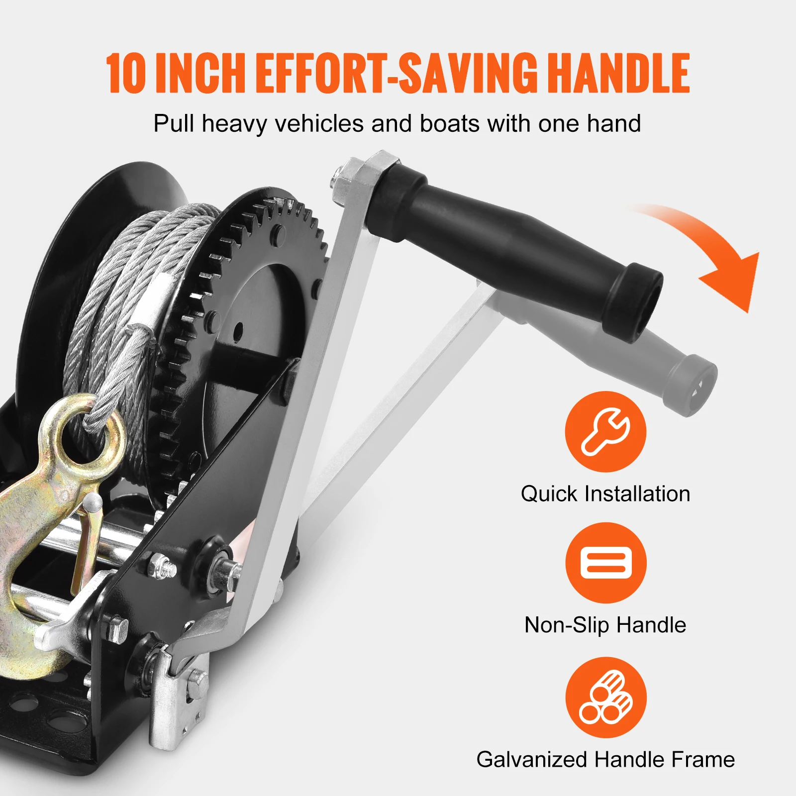 SucceBuy Hand Winch Heavy Duty Rope Crank with 33 ft Steel Wire Cable and Two-Way Ratchet for Trailer Boat or ATV Towing manual winch