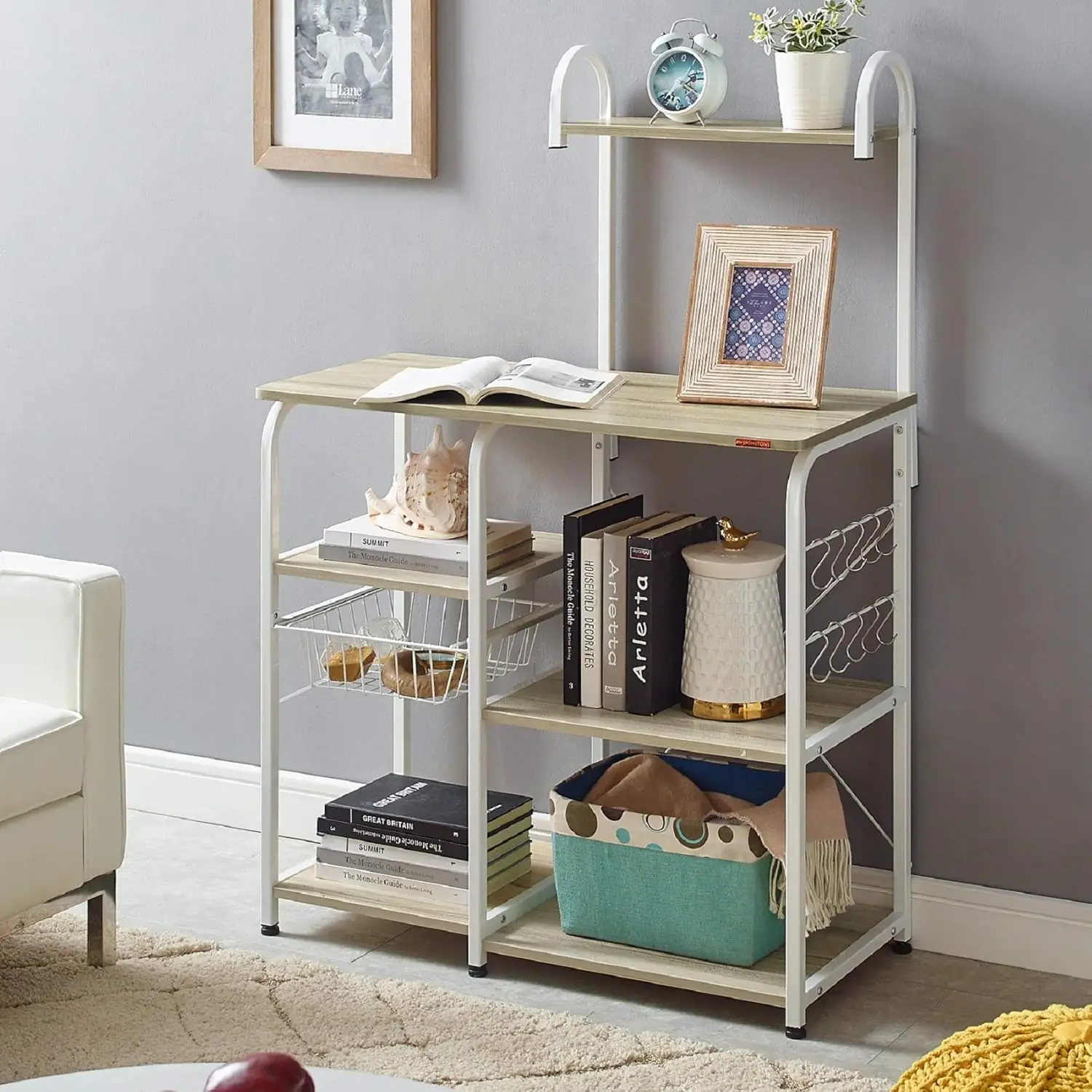 Kitchen Baker's Rack Utility Storage Shelf 35.5" Microwave Stand 3-Tier+4-Tier Shelf for Spice Rack Organizer Works