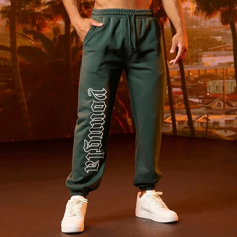 Embroidery Sports Fitness Drawstring Pants Joggers Gym Running Trousers Training Men Sweatpants Fashion Ankle Banded Pants