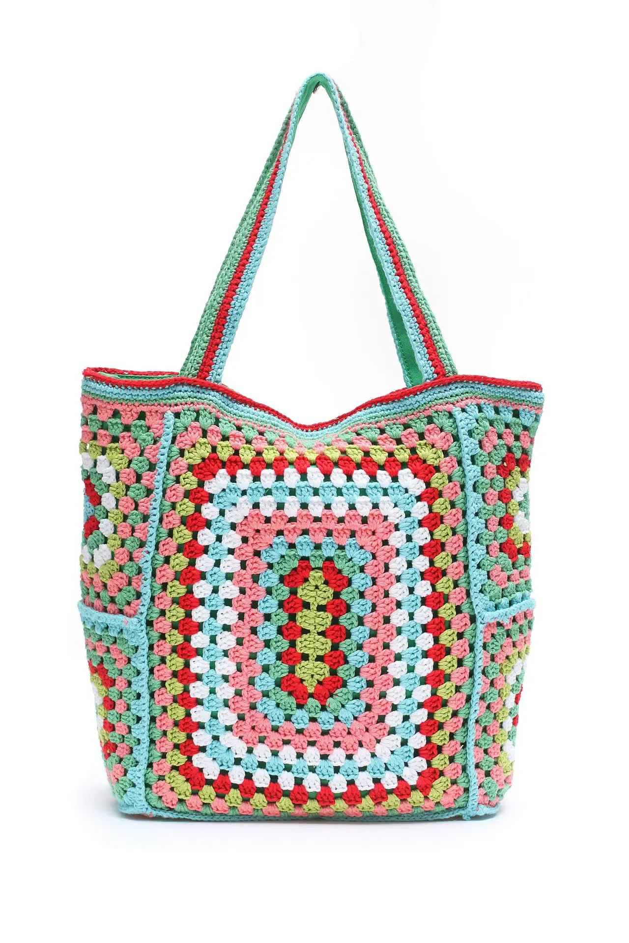 

Hand-knitted knitted women's bag tote bag large-capacity manual bill of lading shoulder bag hollow vest bag