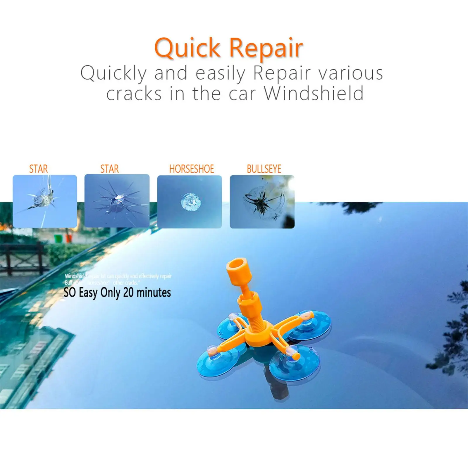 Windshield Repair , to Fix Auto Glass Windshield Crack Chip Scratch