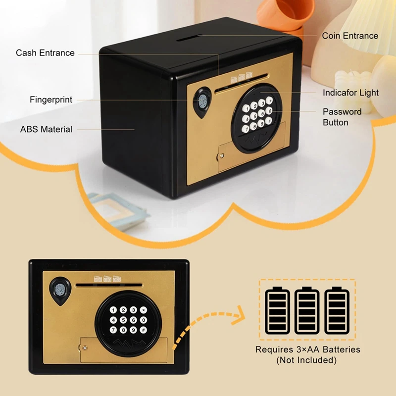 Piggy Bank Money Box ,Electric Fingerprint Password Money Saving Box ,Coin Bank Money Safe Atm Machine Gift For Kids 4