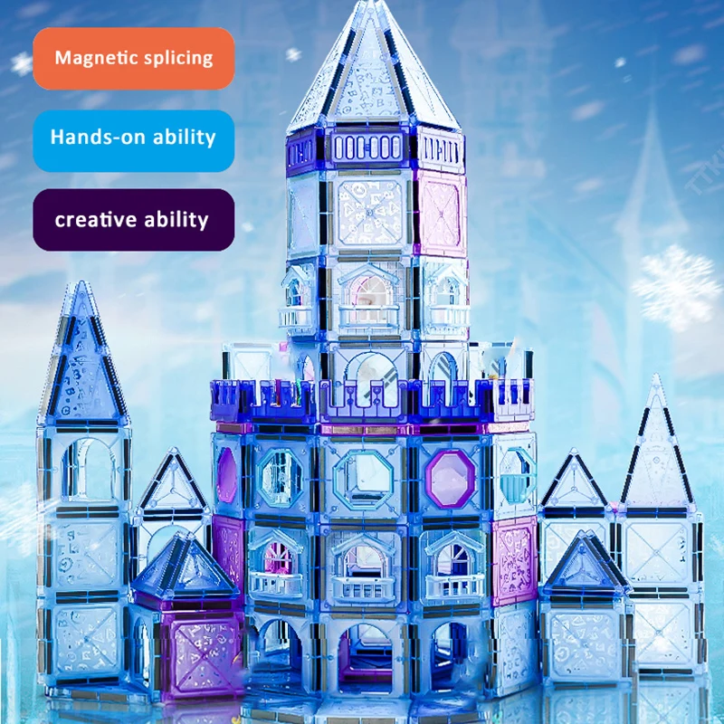 Magnetic Tiles Building Blocks Kids Toys DIY Magnets Construction Tiles Educational Sensory Toys Montessori Games for Children
