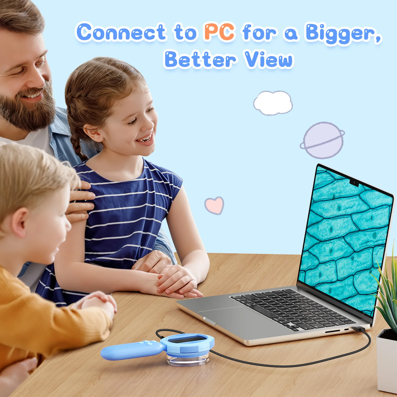 Kids Microscope with 100X Magnification Handheld Portable Digital Microscope for