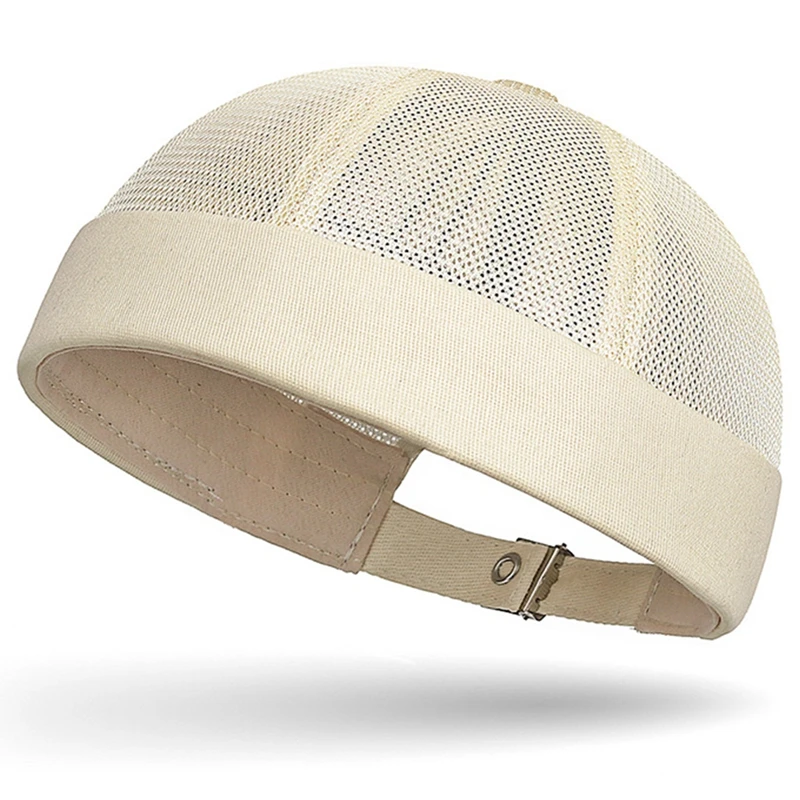 Embroidered beanies cotton beanie skullies beanies fashion beanies Men's Brimless Docker Hat Summer Breathable Mesh Net Beanie Cap Rolled Cuff Harbour Hats Sailor Fisherman Landlord Hat