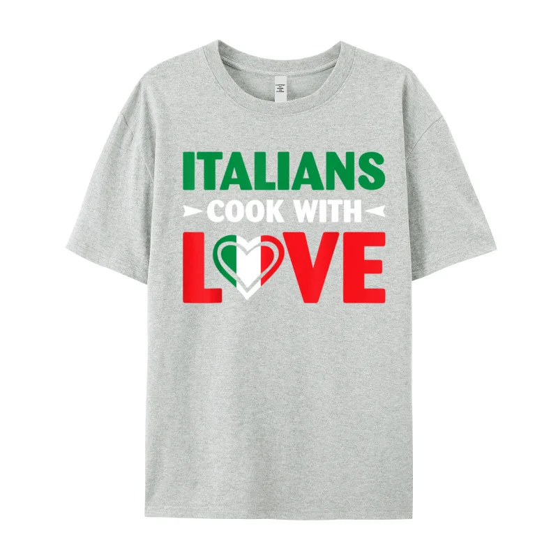 Casual Cook With ove Ita ian O-Neck T Shirts Autumn Tops & Tees Short Sleeve for Women Loose Pure Cotton Normal T Shirt Cook With ove Ita ian Chef Funny Sayings Quotes 1846 gray