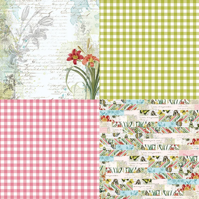 24Sheets/Set Vintage Flower Material Ppaper DIY Scrapbooking Journal Base Collage Photo Props Gift Wrapping Decoration Paper