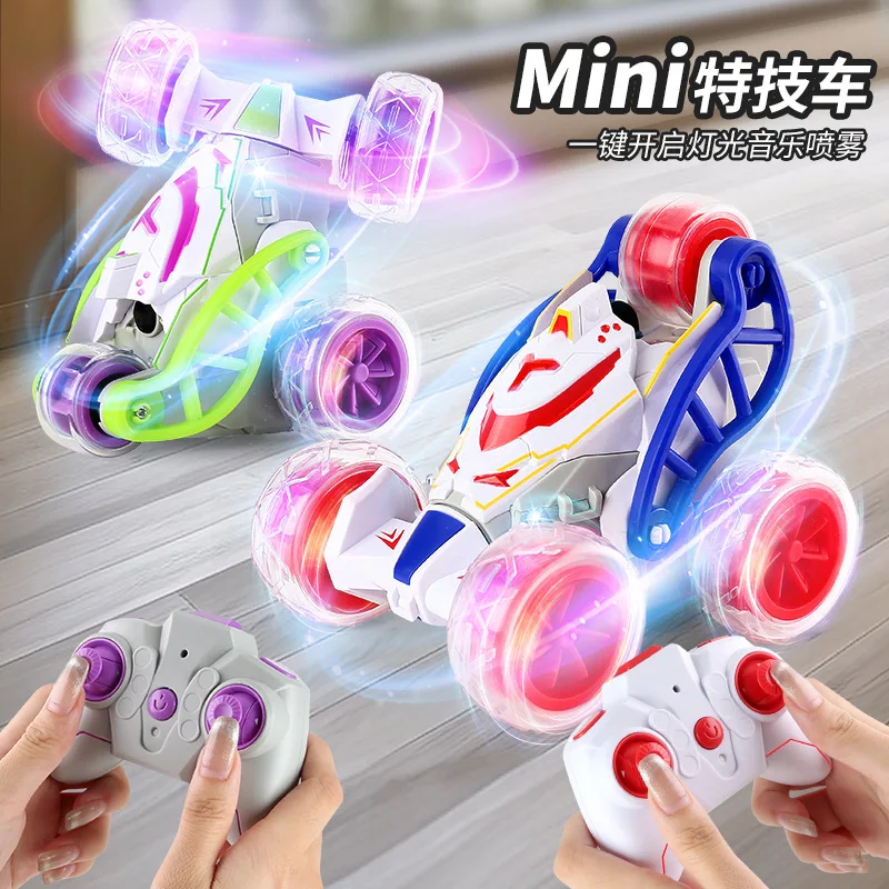 2024 New Remote Control Car Stunt Dumper Mini Spray Light Music Multi Function Remote Control Car Children'S Capodanno Benedizione