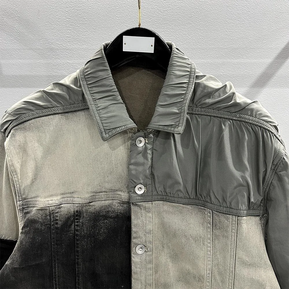 PFNW High Quality Colorblock Raw Edge Splipced Design Denim Jackets Men's Spring 2025 New Washed Loose Casual Coat Top 28W6034 3