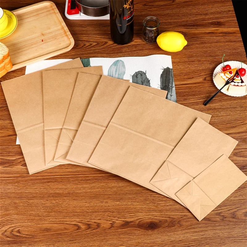 25/50pcs kraft paper bags brown exquisite gift bag recyclable takeout bags food baking packaging bag candy storage kraft paper bags