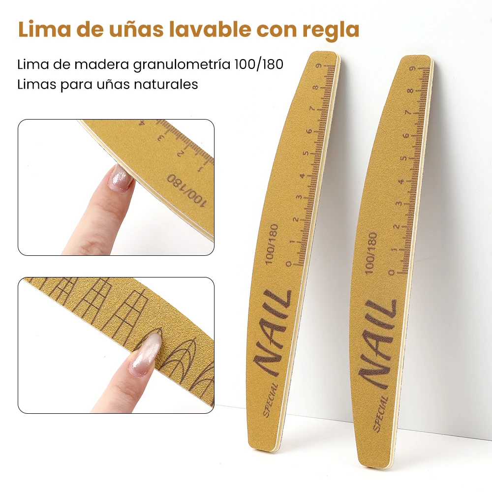 BQAN 1/5/10개 네일 파일 세트 (스케일 포함) 네일 아트 양면 100/180 그릿 네일 파일 그라인딩 샌딩 버퍼 버핑 매니큐어