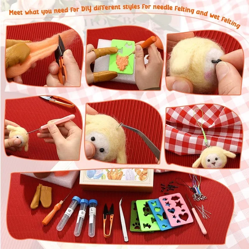 Needle felting kit wool felting kit needle felting painting kit 20Colors wool felting kit with felting needles and instruction for fabric making DIY non-finished material package