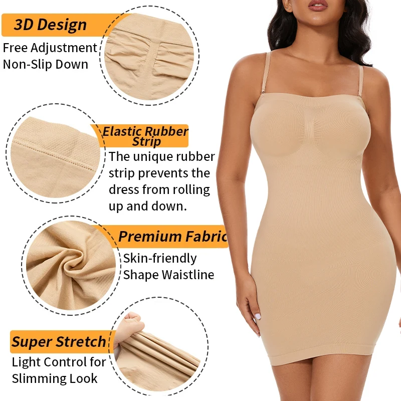 Body Shaper Strapless Control Slips Shapewear Women Underdress Tummy Control Sculpting Body Shaper Butt Lifter Underwear Slimming Waist