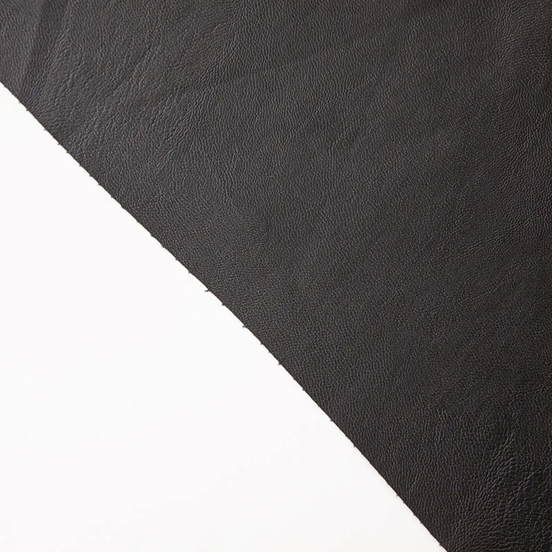0.4mm Matte Cotton-Padded Fleece Black Leather Coat Fabric Soft PU Leather Washable Artificial Skin For Clothing