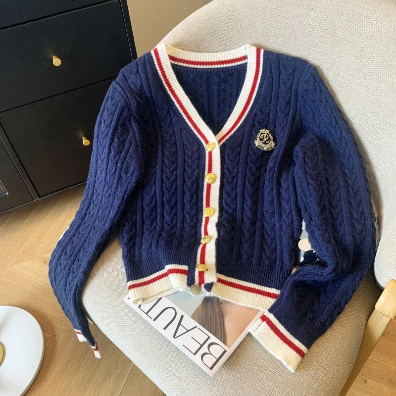 Fashion Knitted Cardigan Women V-Neck Pullover Warm Knitwear Jumper Clothes Casual Sweater Autumn Winter Kpop 2000s Aesthetic
