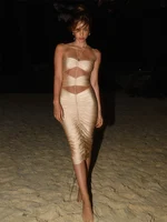 ZRTAK Long Dress Swimwear Women One Piece Hollow Out Swimsuit Sexy Beach Clothes Sets Bodysuit 2024 Swim Suits Woman