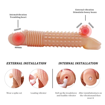 Penis Extender Enlarger Penis Vibrator Ring Sex Toys for Men Erection Silicone Clitoris Stimulate Cock Vibrating Ring 5