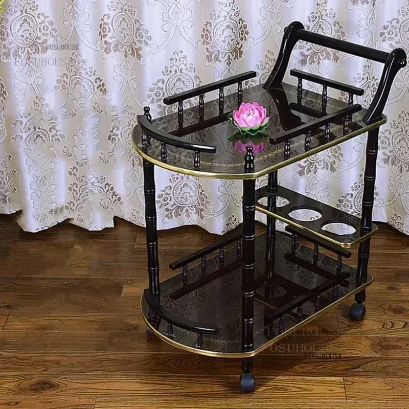 Small Apartment Wine-bottle Holders Hotel Restaurant Canteen Trolleys Coffee Shop Club Bar Cart Dining Storage Kitchen Islands K