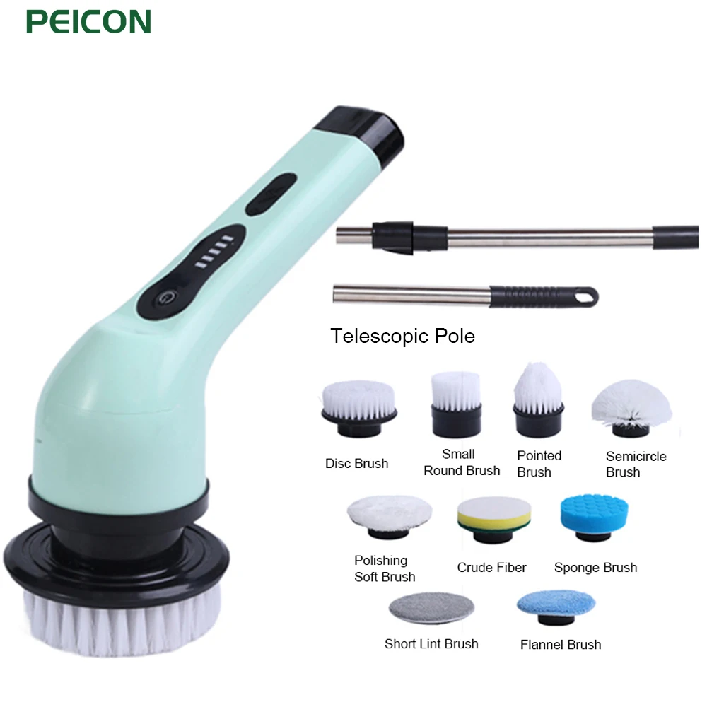 Electric Cleaning Brush 9-in-1 Multifunctional Spin Cleaning Scrubber for  Kitchen Bathroom Toilet Household Cleaning Gadgets