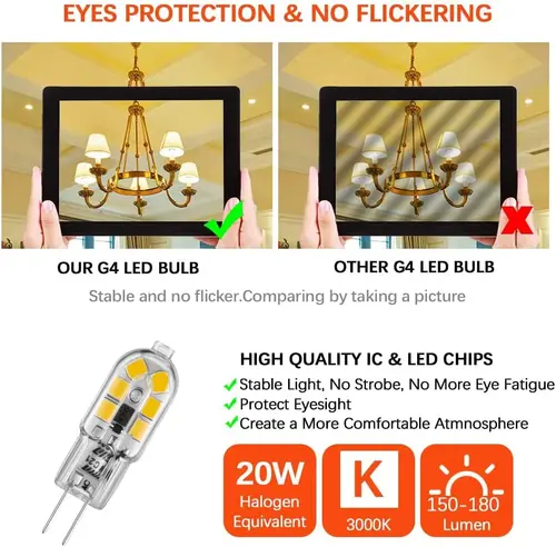 Goodland-G4 Led 전구 AC 220V DC 12V LED 램프, SMD2835 스포트라이트 샹들리에 조명 가정용 20w 할로겐 램프 교체, 10 개/묶음 4