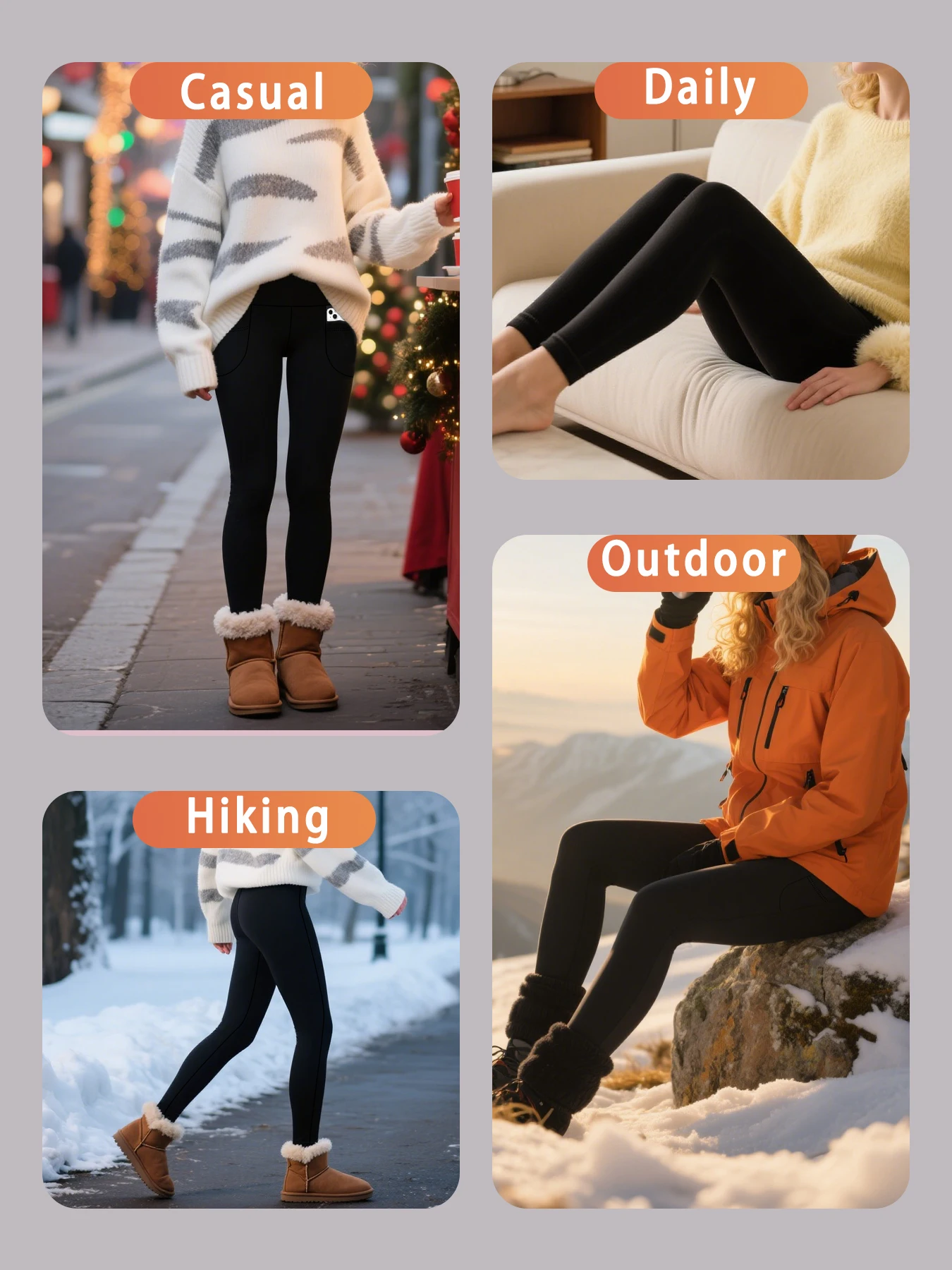 Womens Fleece Lined Leggings Thermal Warm Winter Leggings High Waisted Yoga Pants