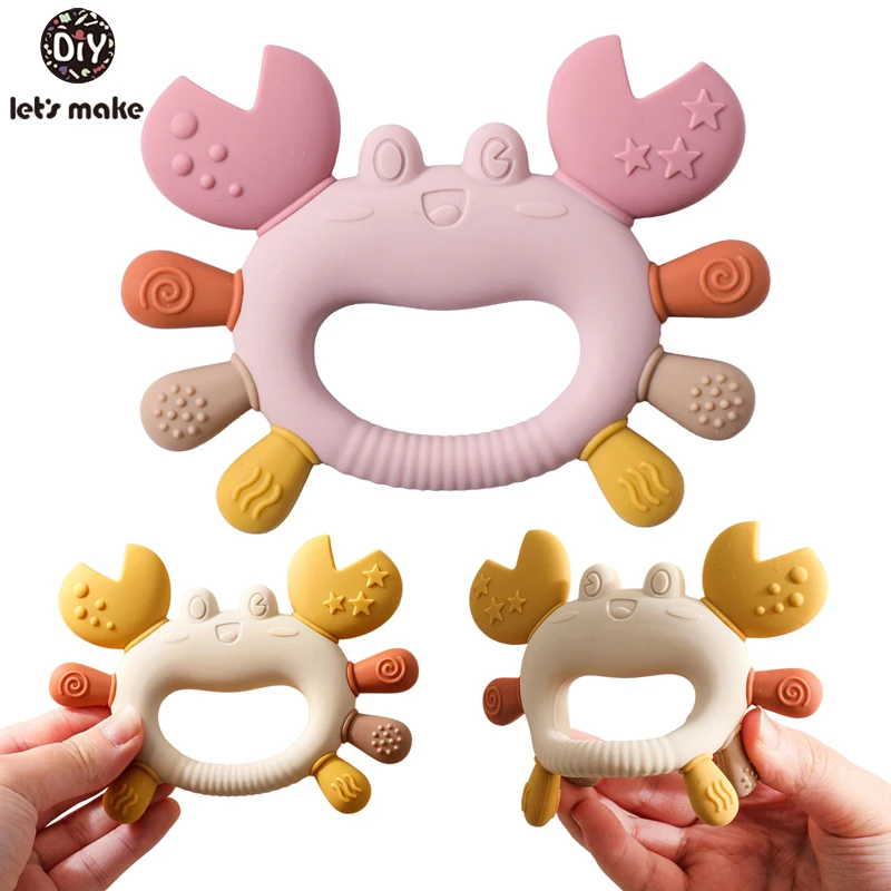Crab Wooden Ring Silicone Baby Teether 1