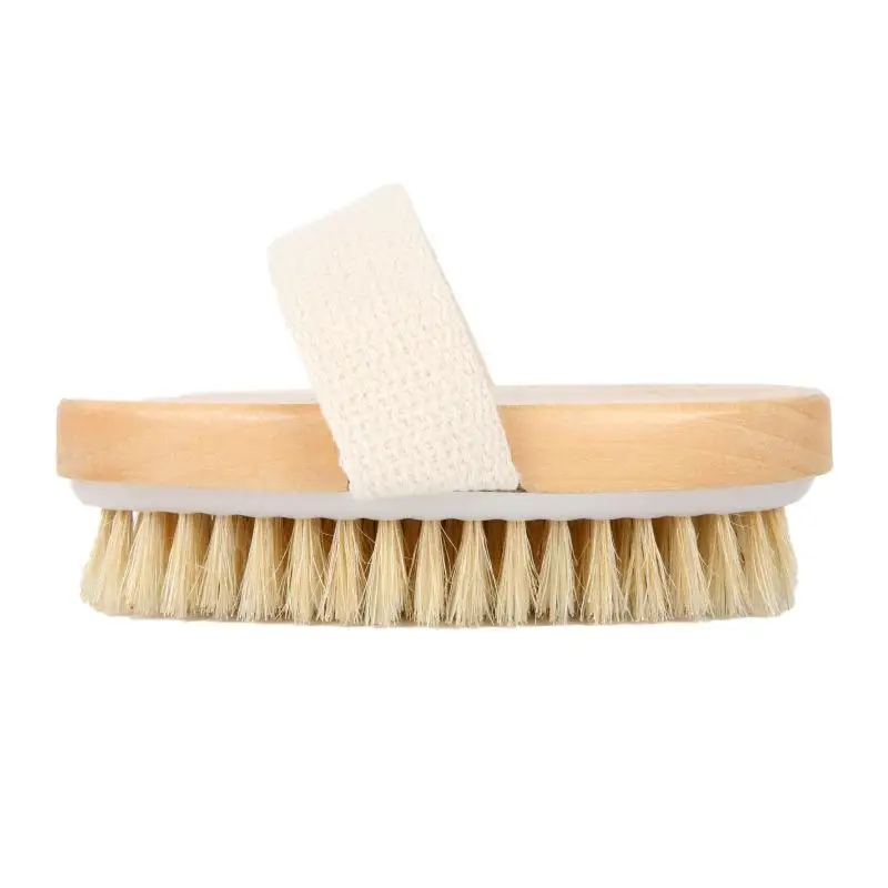 

Natural Boar Bristles Dry Body Brush Wooden Oval Shower Bath Brushes Exfoliating Massage Cellulite Treatment Blood Circulation