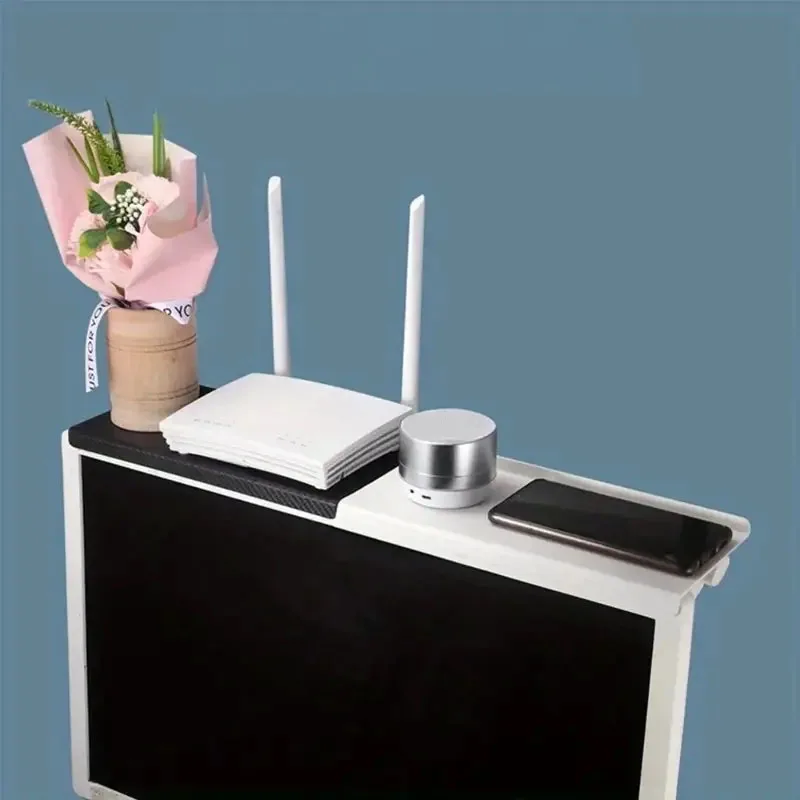 1pc Home Organizer Adjustable TV Screen Top Shelf Rack Computer Monitor Desktop Display Stand TV Rack Router Storage Holder tv screen shelf