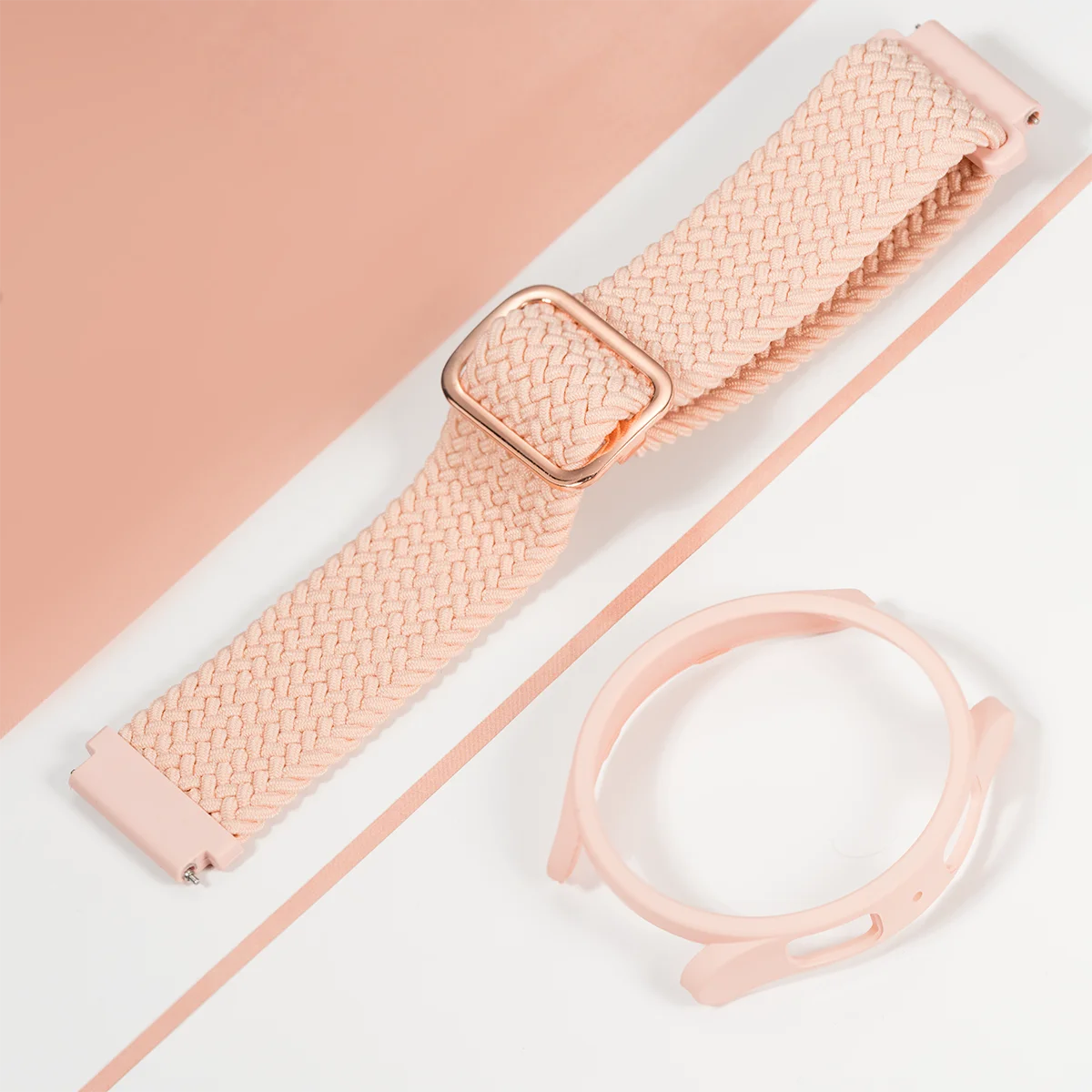 Nylon Braided Smartwatch Band with Protective Case - Stylish Strap Bracelet and PC Bumper Cover