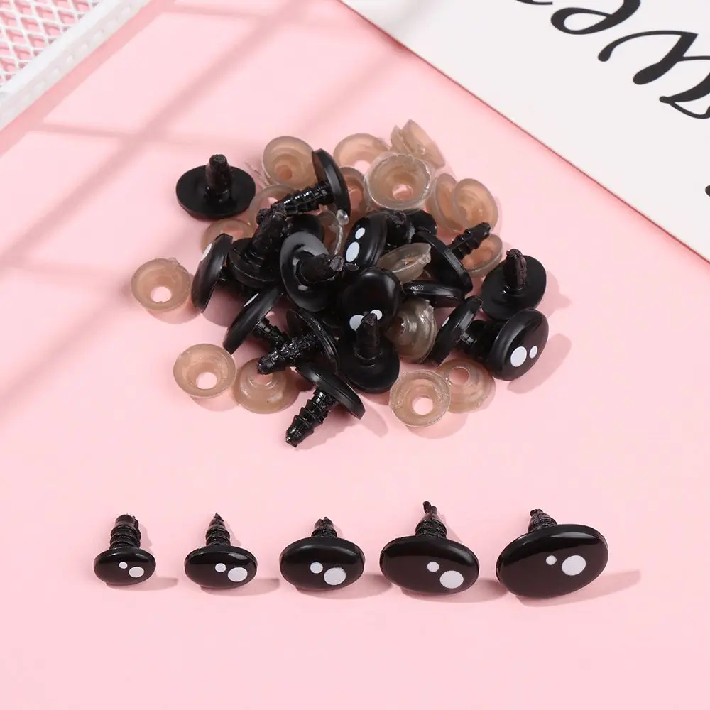 20/40Pcs 7-12mm Black Plastic Oval Safety Eyes For White Bear Doll Animal Puppet Crafts Children DIY Toys Plush Doll Accessories
