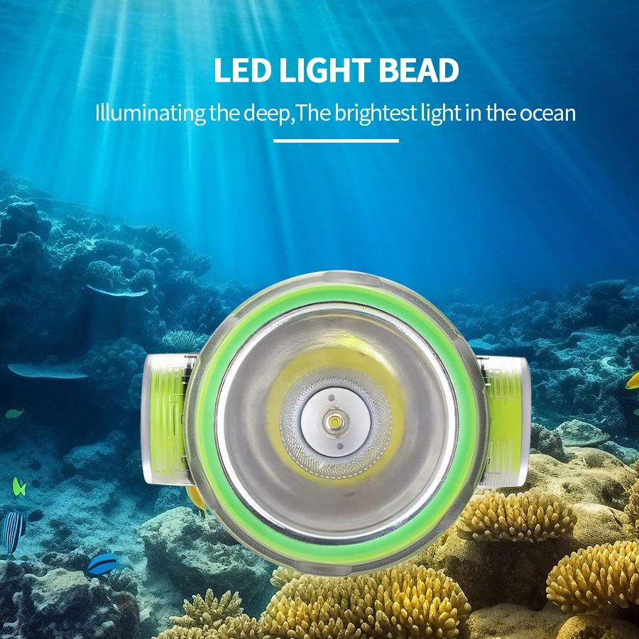 SQ-901 LED Diving Flashlight 350m Underwater Portable Searchlight IPX8 waterproof Rechargeable Headlamp Submersible Light