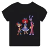 Hot Sale The Amazing Digital Circus Print Kids T-shirt Girls Clothes Baby Boys Black Short Sleeve Cotton T Shirt Children Tops 6