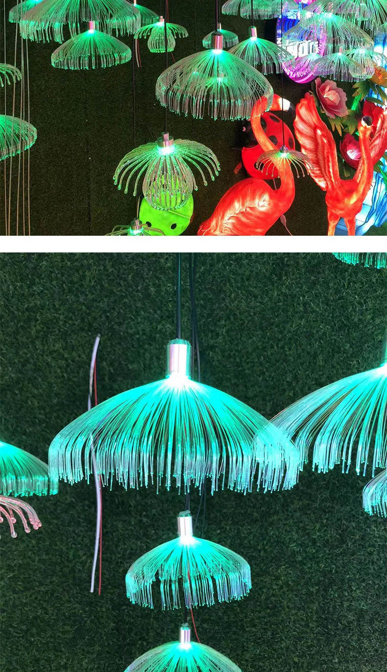 Outdoor Square Colorful Fiber-Optic RGB-LED Jellyfish Light