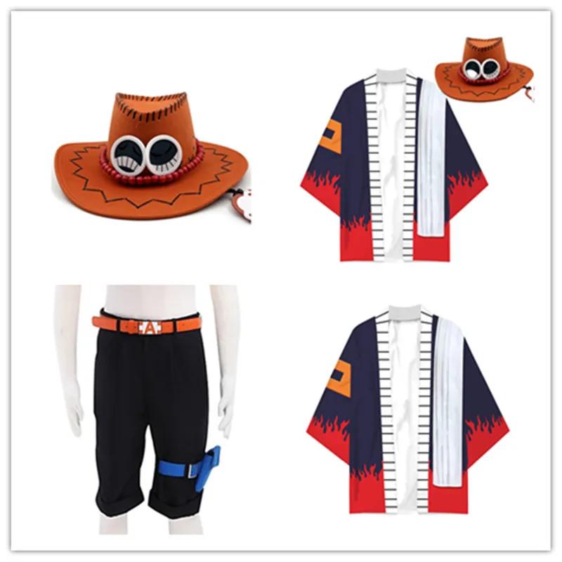 Anime One Piece Portgas D Ace Cloak Kimono Cardigan Robe Cospaly