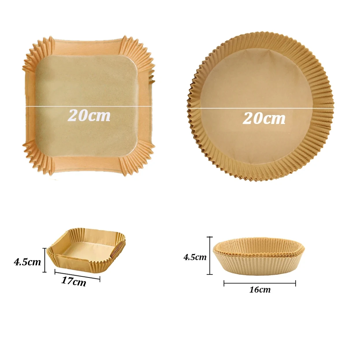 100Pcs Air Fryer Disposable Paper Air Fryer Accessories Square Round Oil-proof  Liner Non-Stick Mat for Kitchen Oven Baking