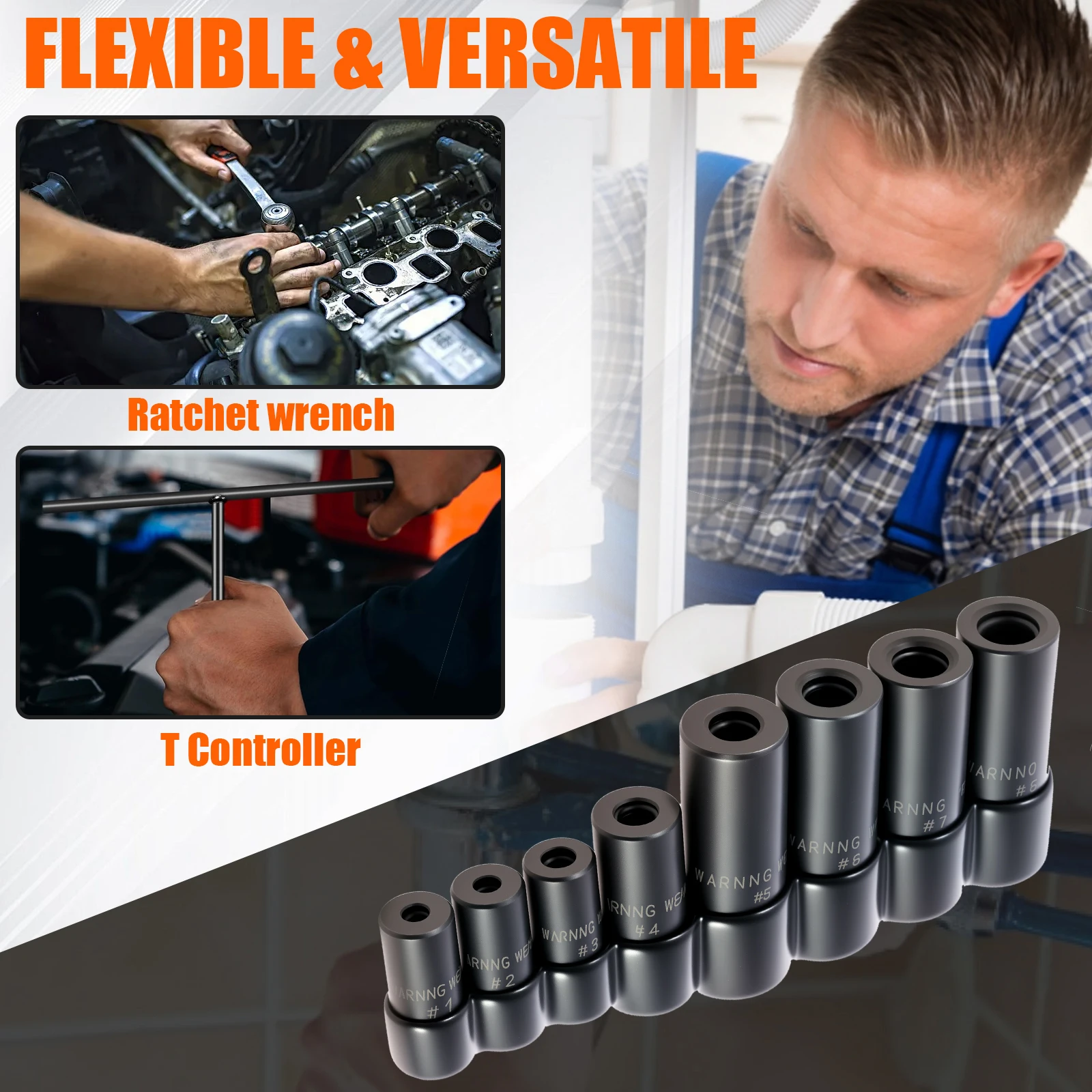 8/16Pcs Tap Socket Set 1/4inch and 3/8inch Drive Steel Tapping Socket Set  with Storage Holder Tap Socket Kit for Confined Space