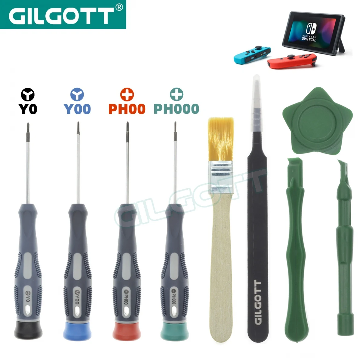 GILGOTT 닌텐도 스위치용 드라이버 오픈 도구 세트, OLED NS 프로 조이콘 GBM GBASP DS DSL DSiLL 2DS NEW3DSXL WIIU, 9PCs/세트