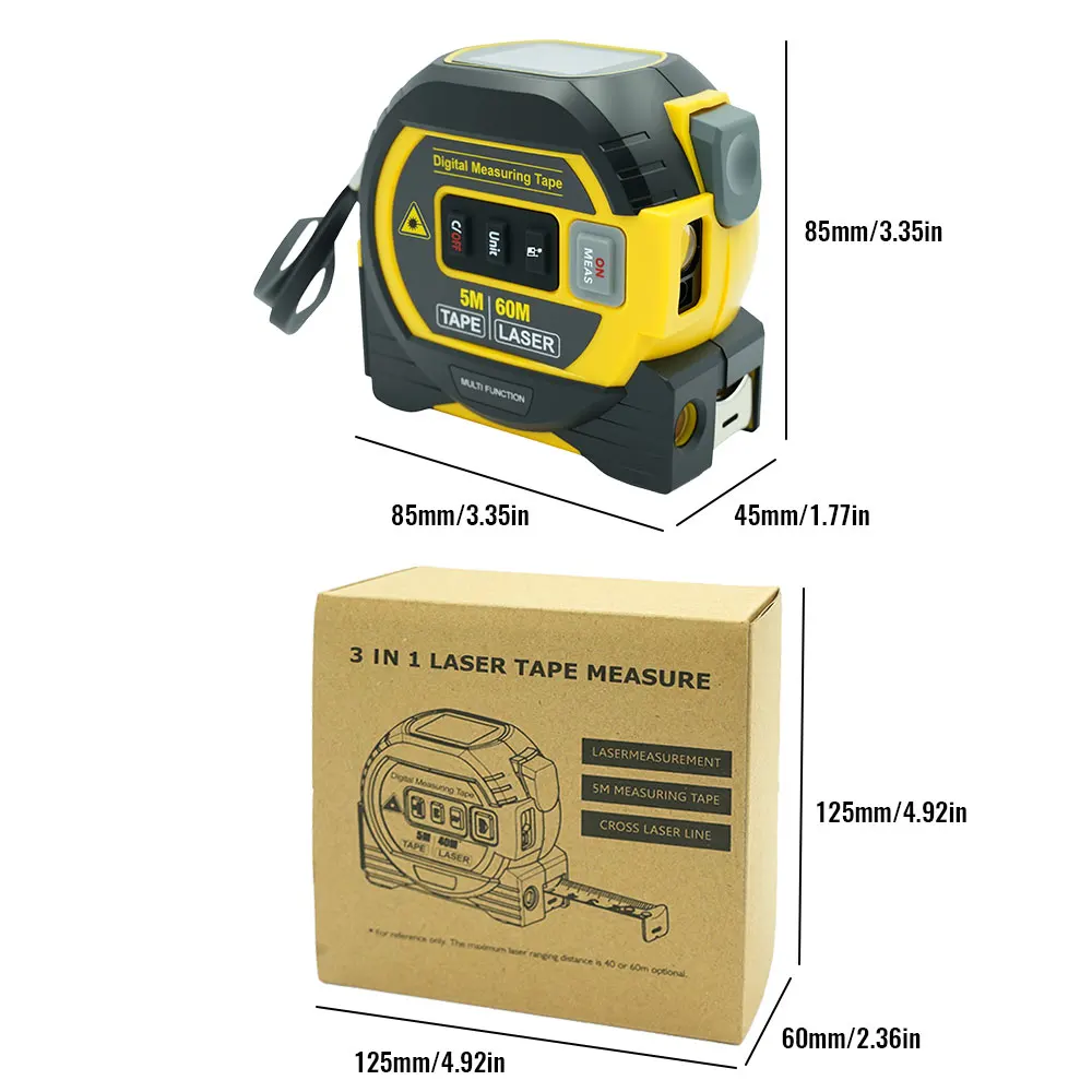 3 In 1 Digital Laser Tape Measure High Precision Laser Rangefinder Steel High Elasticity,laser rangefinder