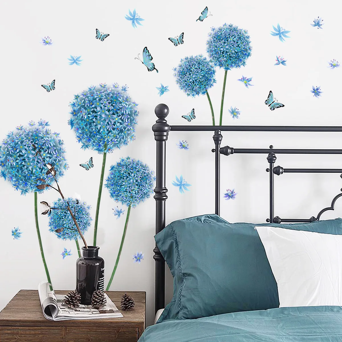 WallStickerBlueDandelionButterflyWallStickerLivingRoom