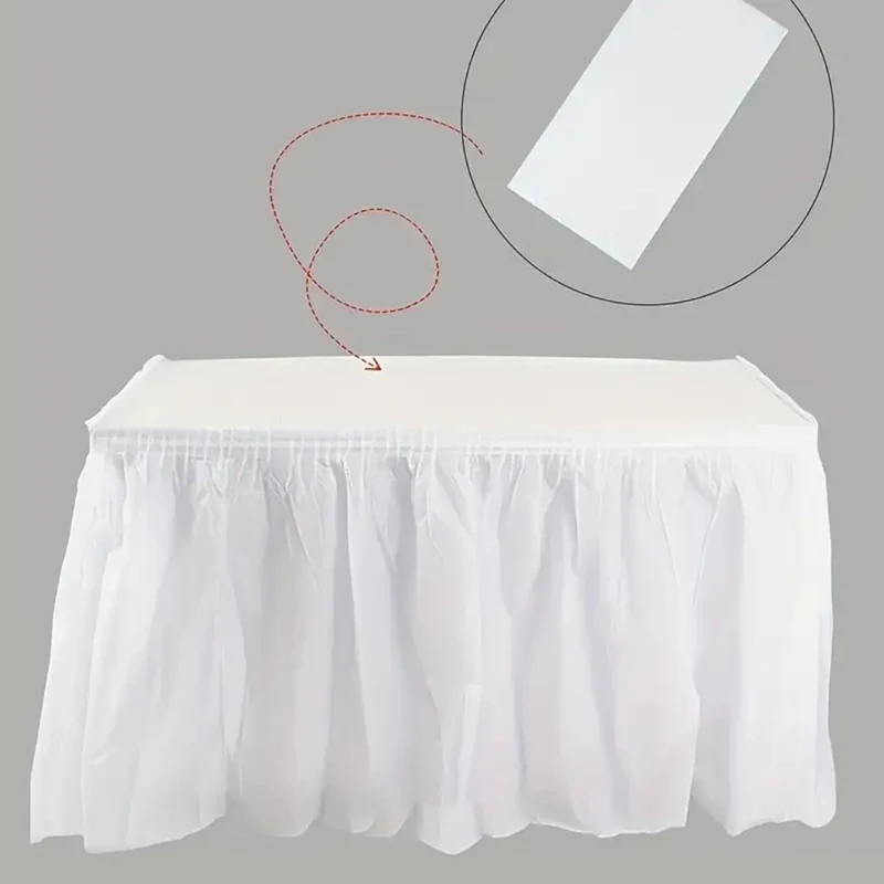 Disposable Table Skirt PEVA Solid Color Tablecloth Waterproof And Oil-proof Holiday Party Wedding Hotel Decoration 2pcs/set