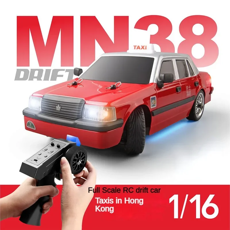 MN38 1/16 RC Car Rear Drive Drift Hong Kong Taxi Model Electric Remote Control Full Size Hong Kong Taxi Toy Boy Toys 2