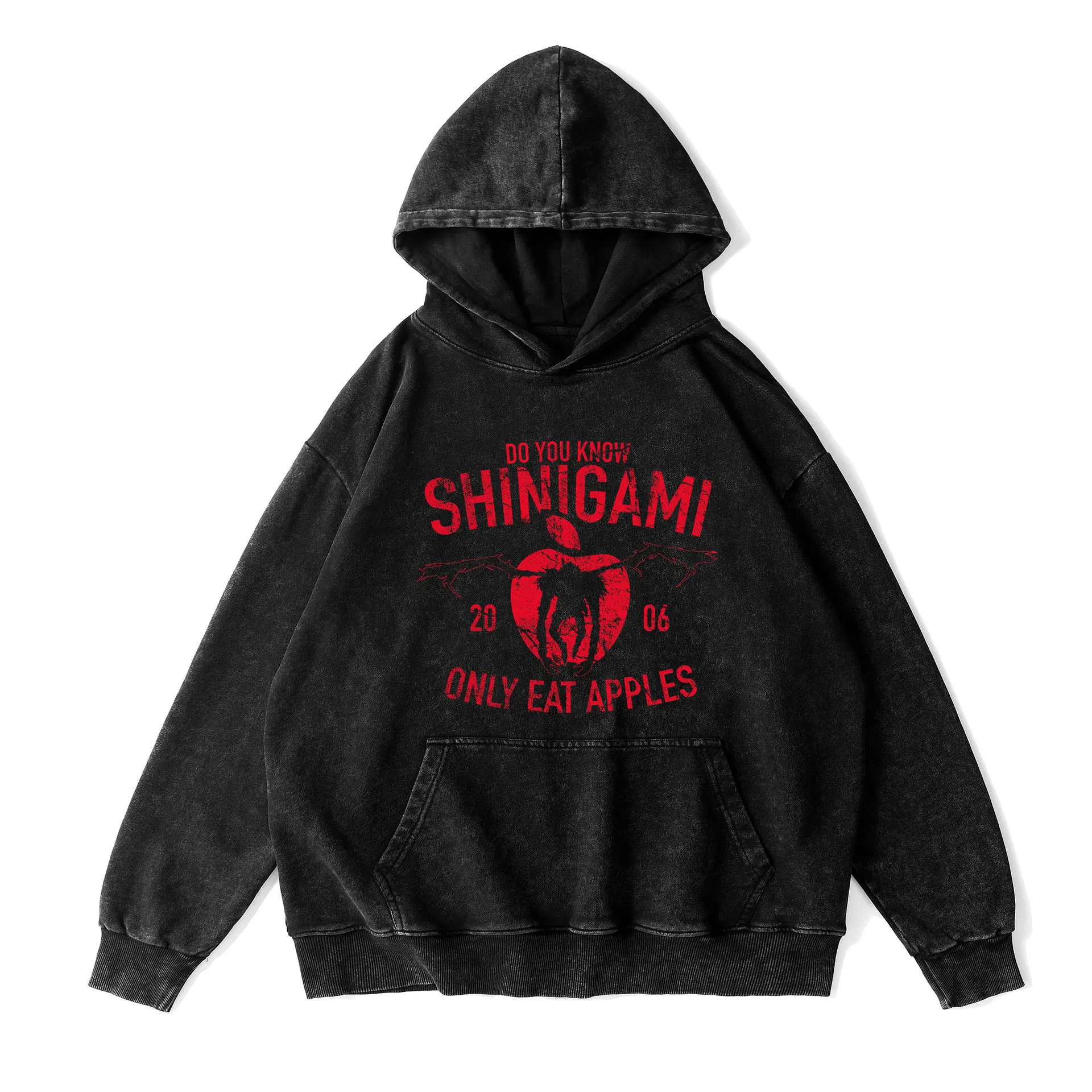 Anime Death Notes Washed Hoodies Men Women Vintage Cotton Oversized Hooded Sweatshirt Hip Hop Graphic Winter Warm Pullover