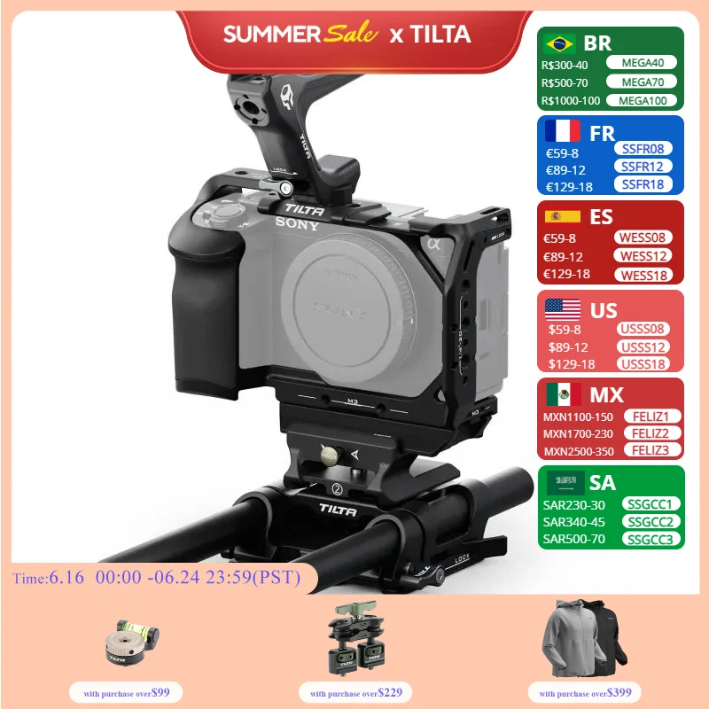 Комплект клетки для камеры TILTA Sony ZV-E1 с силиконовым захватом, Риг для Dslr, Холодный башмак, ручка Nato, БЫСТРОРАЗЪЕМНАЯ пластина для Arca-Type TA-T35-A-B