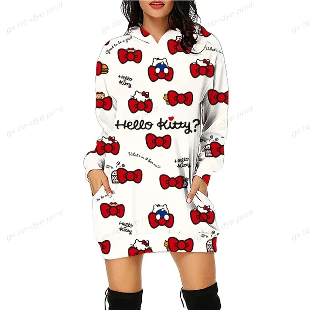 thumbnail image 1 of Sudadera con capucha con estampado de HELLO KITTY para mujer, primavera y otoño, sudadera Y2K, informal, cuello redondo, manga larga, sudaderas largas e informales, 1 of 5