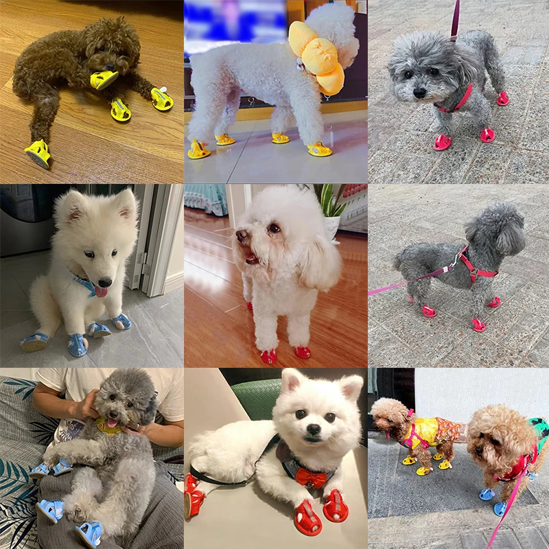 Title 14, 4PCS/Set Non-slip Summer Cool Dog Shoes Breatha...